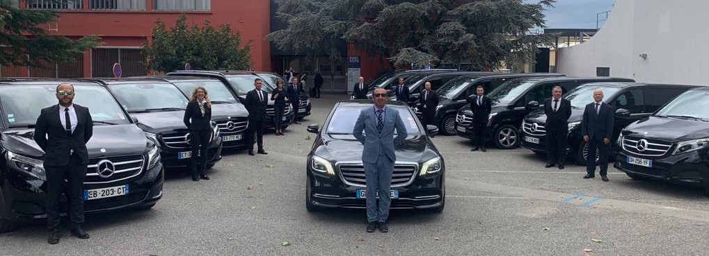 Car fleet with driver at Val d'Isere, Mercedes S Class and V Class with their chauffeurs